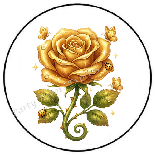 Gold single rose envelope - gold,